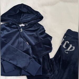 Juicy Couture Dark Blue Velour Tracksuit (Top size S, bottom size XS)